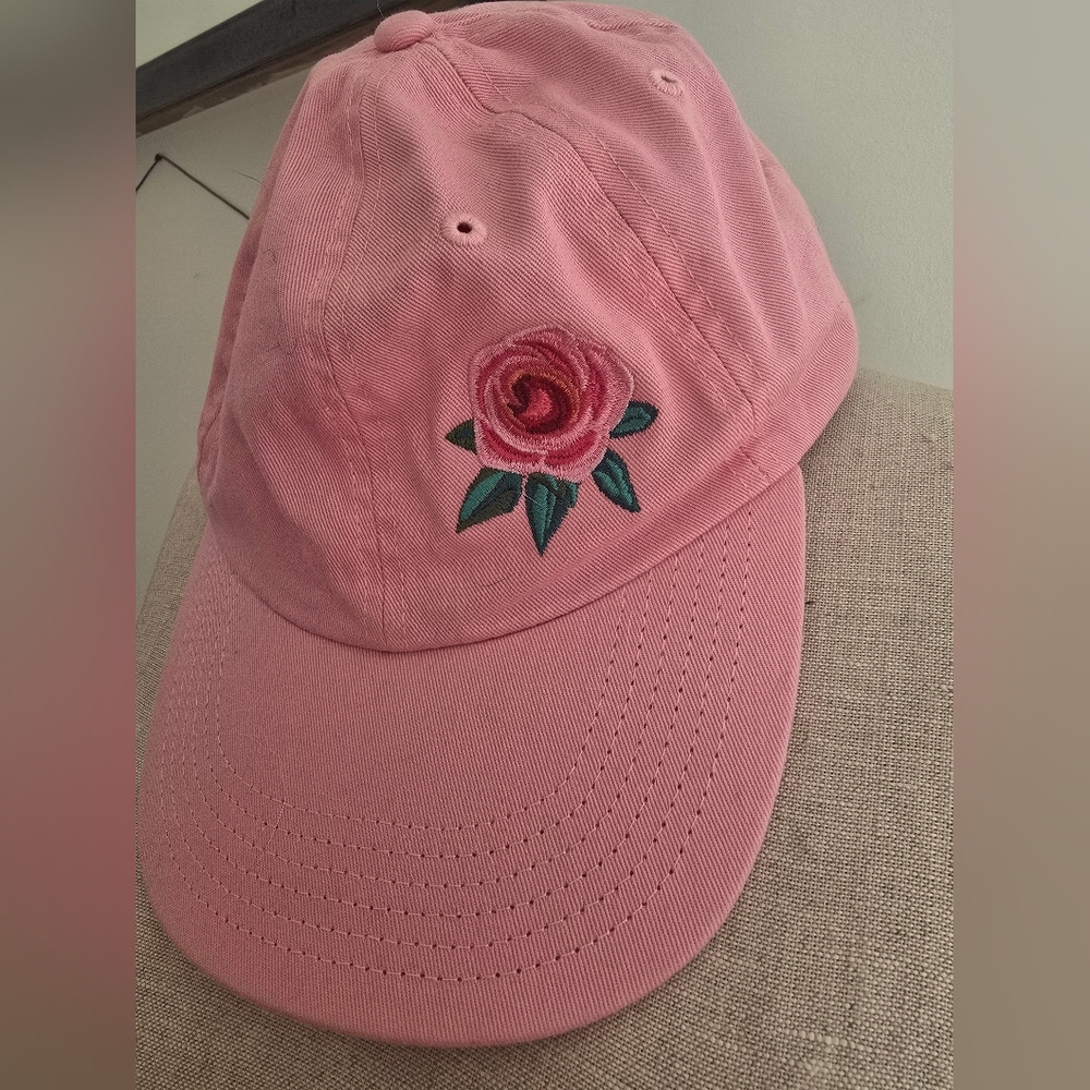 Pink Embroidered Titanic Rose Cap